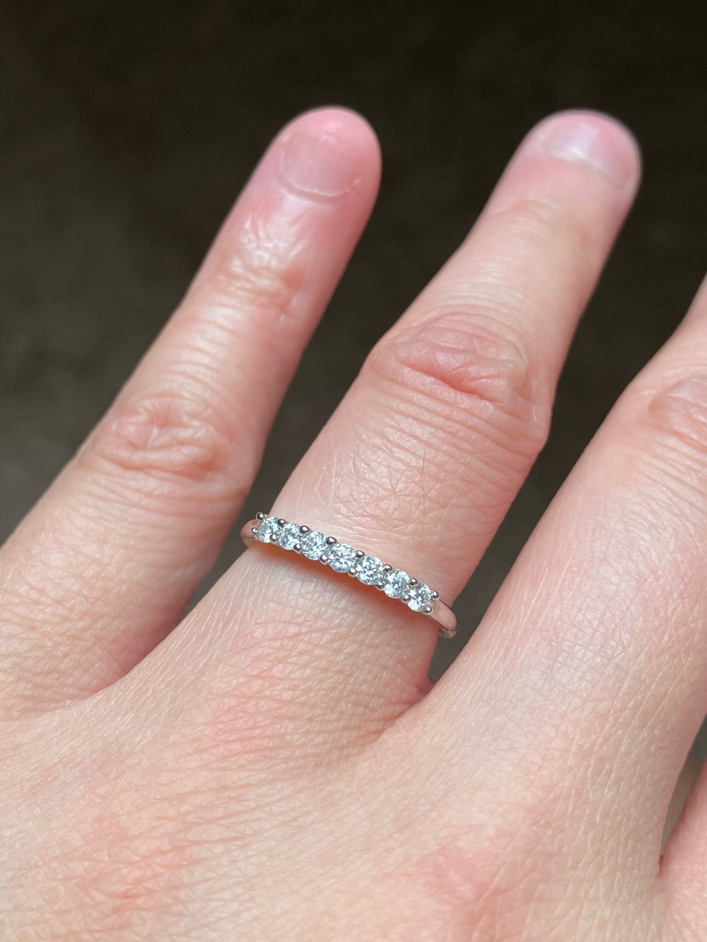 Sterling Silver Moissanite Wedding Band, Size 5